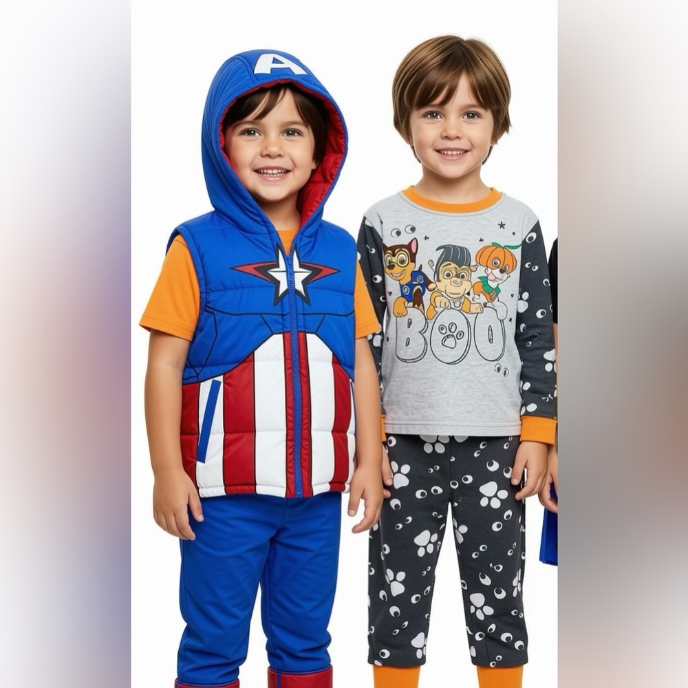 Lot of 3 Toddler Boys 2T Halloween Outfits Captain America Batman Paw Patrol
